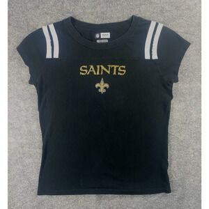 New Orleans Saints Shirt Women's Large NFL Black Short Sleeve Graphic Tee